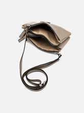 Bolsa em Couro Tiracolo Básica Cinza